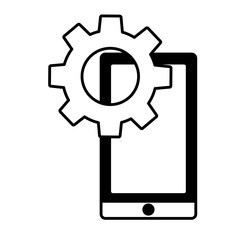 smartphone device with gear isolated icon vector illustration design