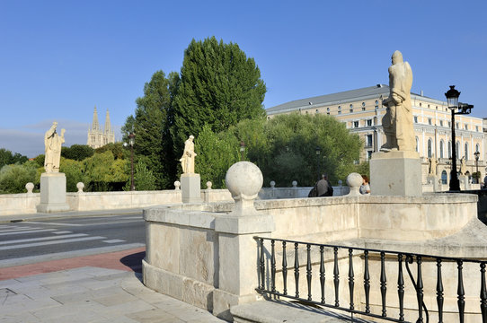 North-West Spain, Burgos, bridge of San Pablo also known as bridge of El Cid, historical center listed by UNESCO as World Heritage Site, Way of St James