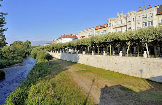 North-West Spain, Burgos, buildings on the banks of the Arlanzon river, historical center listed by UNESCO as World Heritage Site, Way of St James