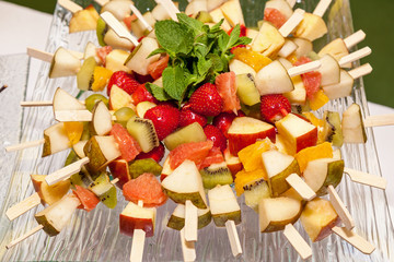 snacks from fruit on skewers