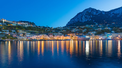 Fototapeta na wymiar Marina Grande after sunset, Capri island, Italy