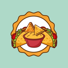 tacos and cheese nachos mexican food vector illustration
