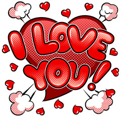 I love you words comic book pop art vector