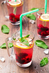 Lemonade of berries with lemon and peppermint