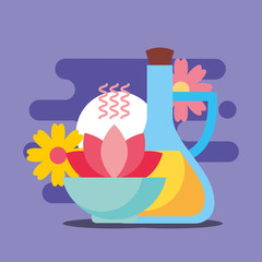 lotus flower aroma oil massage spa wellness vector illustration