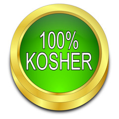 100% Kosher Button - 3D illustration