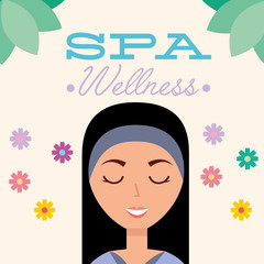 beautiful woman portrait floral spa wellness vector illustration