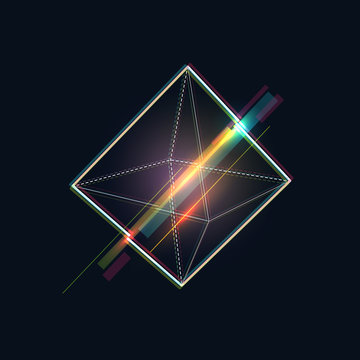 Glitched vector 3d geometric form on black background. Modern tv distortion effect. © cgterminal