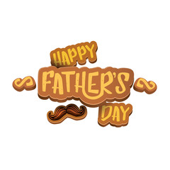 Happy Fathers Day vector cartoon greeting card. Fathers day label or icon isolated on white