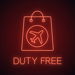 Duty free purchase neon light icon