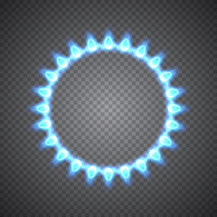 Realistic vector natural gas flame isolated on transparent background.