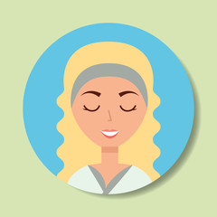 beautiful woman portrait eye cucumber and headband vector illustration