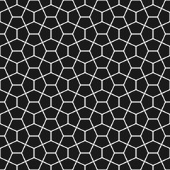 Cairo tiles texture. Geometric seamless pattern with overlapping hexagons in black and white