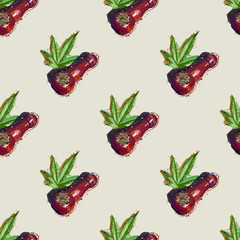 Smoking pipe seamless pattern. Pot seamless background