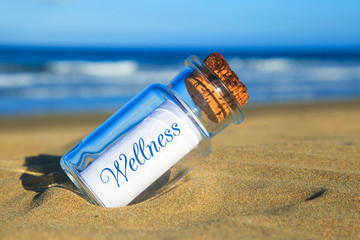Flaschenpost am Strand: Wellness