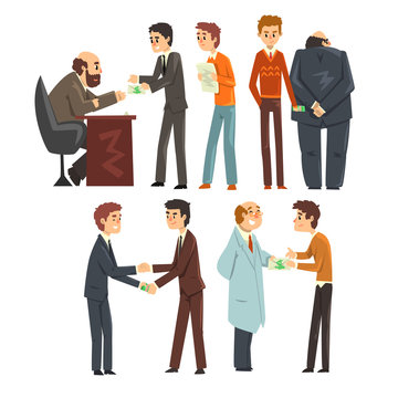 People giving bribes set, corruption and bribery concept vector Illustration on a white background
