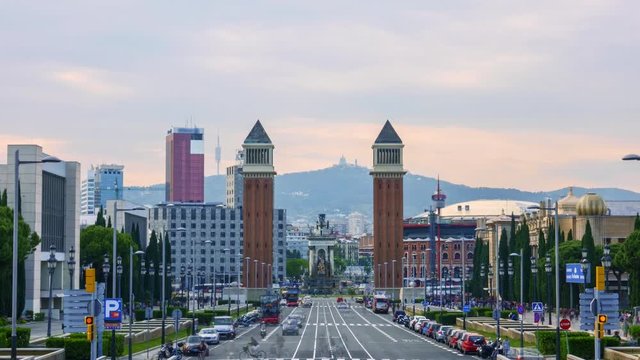 Plaza de Espana timelapse in Barcelona