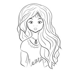 Beautiful teen girl with long lush hair, summer
