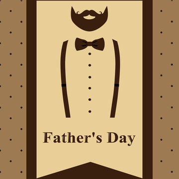 Father's Day. Greeting card with a beard and suspenders for Father's Day.