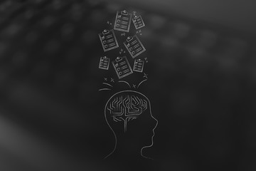 head profil with brain icon and to do lists going in or out of it