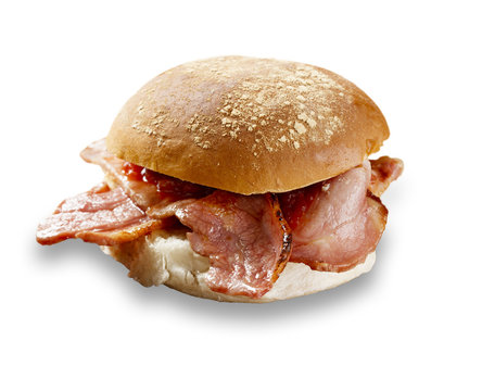 Delicious Bacon Roll Shot On White