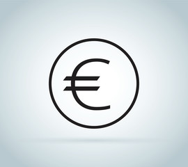 Euro sign, coin isolated on white background. Money, currency icon. Cash symbol. Business, economy concept.