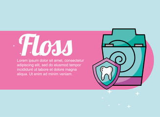 dental floss tooth dentistry care banner vector illustration