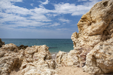 Mediterranean beach in Calella de Mar, maresme region, province Barcelona, Catalonia, Spain.