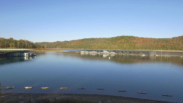 Drone Footage of Edgar Evins Marina, Center Hill Lake, Tennessee. Fall