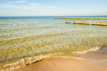 beach of Baltic Sea, Poland with groins