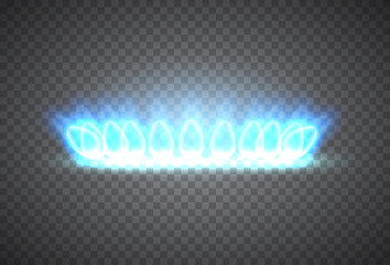 Realistic vector natural gas flame isolated on transparent background.