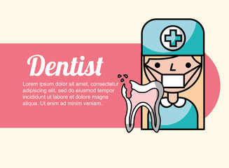 dentist girl broken tooth banner vector illustration