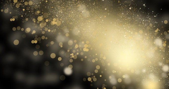 Abstract Bokeh Background Black With Gold, Glare