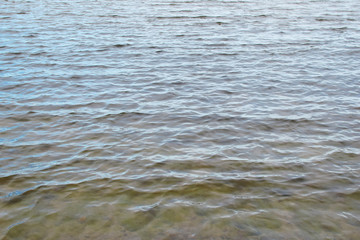 Closeup of baltic sea water surface in cold summer evening as abstract nature background.
