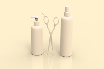 Beauty and Hair pastel 3D render