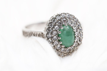 Jade on diamond ring