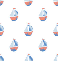 Seamless pattern of ships. Vector illustration. Texture for fabric.