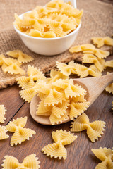Pasta on wooden background