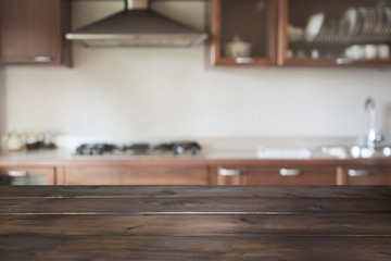 Blurred background. Modern kitchen with bokeh light.