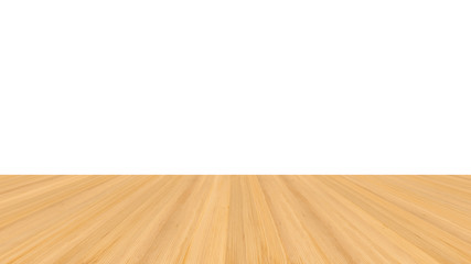 Wooden table or Wood floor texture isolated on white background. For your product placement or montage with focus to the table top in the foreground. Empty wood brown shelf. shelves