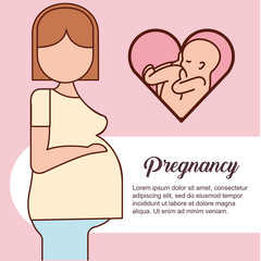 pregnancy fertilization mother waiting born babe in a heart vector illustration