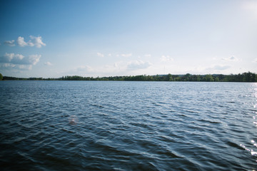 5005199 Spring evening sunny landscape near the river