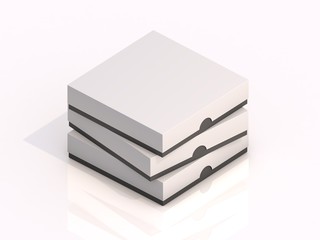 3d rendering blank boxes isolated on white background