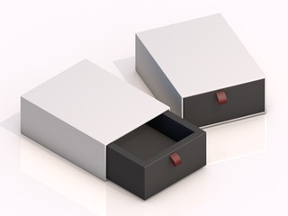 3d rendering blank boxes isolated on white background