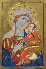 BOLOGNA, ITALY - APRIL 18, 2018: The icon of Madonna in church  Chiesa di San Pietro by st. Maddalena Malaguti.