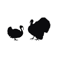 Silhouettes of turkeys. Vector illustration.