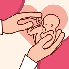 pregnancy fertilization doctor holding baby born vector illustration