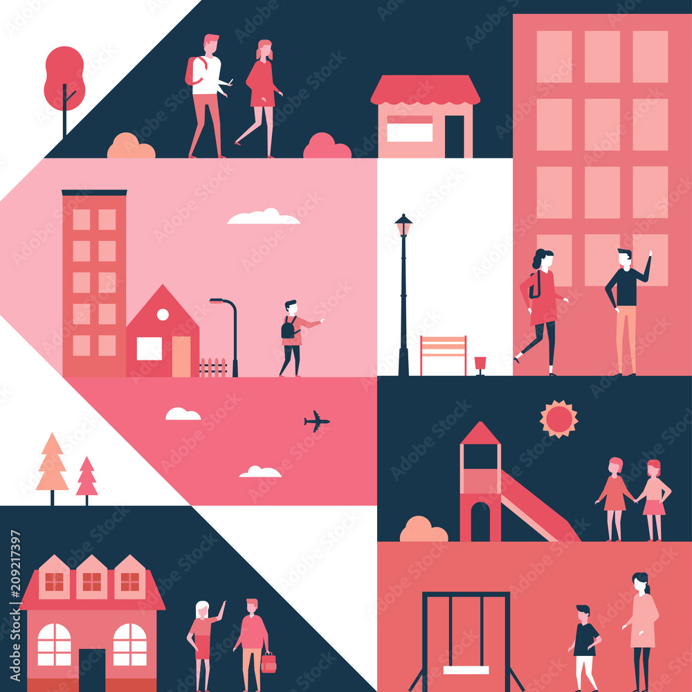 Wall mural childhood - flat design style illustration