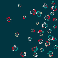 Cute Floral Pattern with Exotic Orchids for Greeting Card or Poster. Vector Background for Spring or Summer Design.