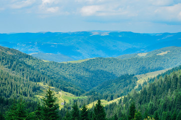 View of the Carpathian Mountains from different peaks